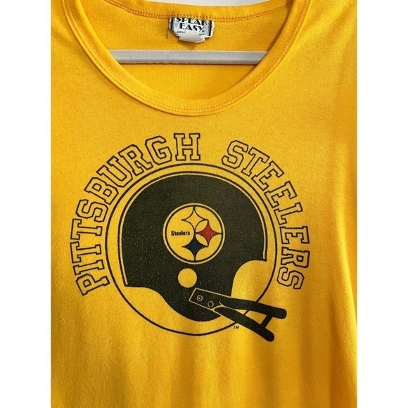 Vintage Women’s Pittburgh Steelers Long Pajama Shirt Size Small Yellow - Picture 6 of 7